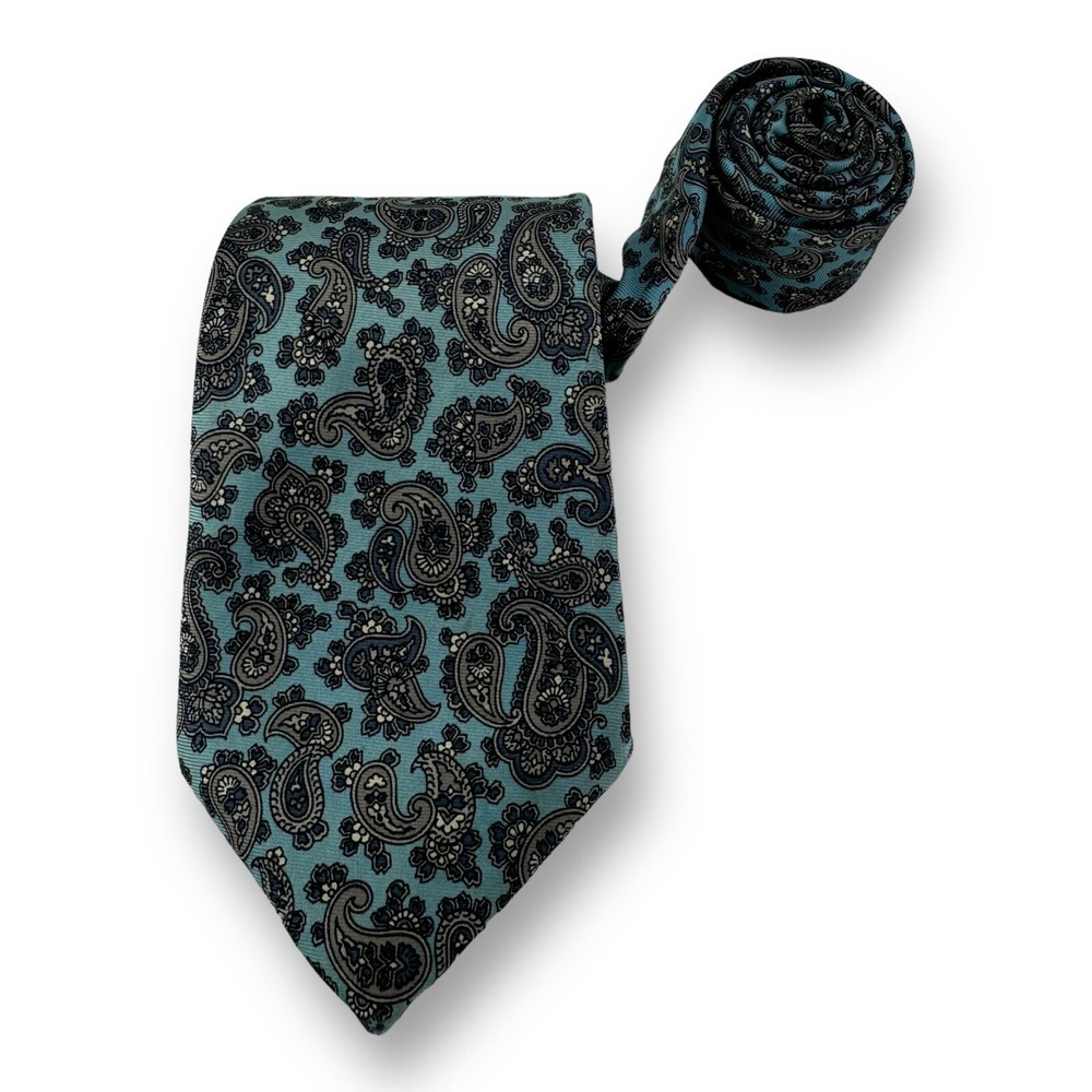 Vintage JG Hook Blue‎ w/ Paisley Silk Neck Tie Mens Size 3"W 56"L
